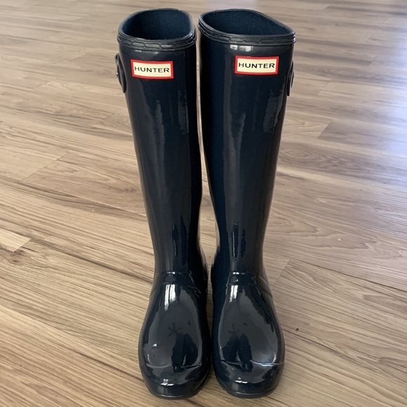 Hunter Original Tour Gloss rain boots in navy - Picture 1 of 8